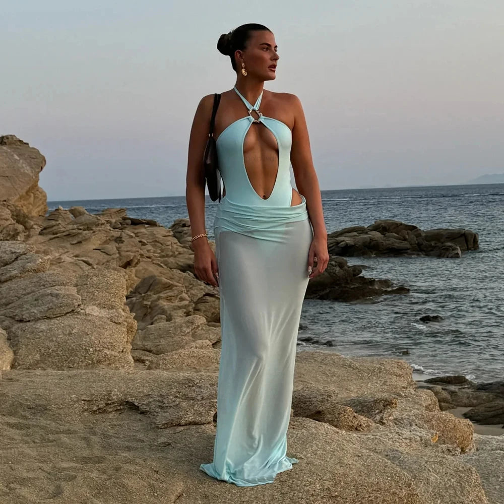 Two Pieces Hollow Out Swimsuit with Cover up Sexy Swimwear Women Bikini Female Swimming Suit Long Skirt Bodysuit Beachwear