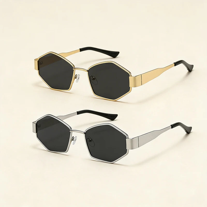 1/2/5Pieces/Set of Sunglasses Fashion Hexagon Sun Glasses Men Women Trendy Metal Accessory Eyewear Outdoor Cycling Eyeglasses