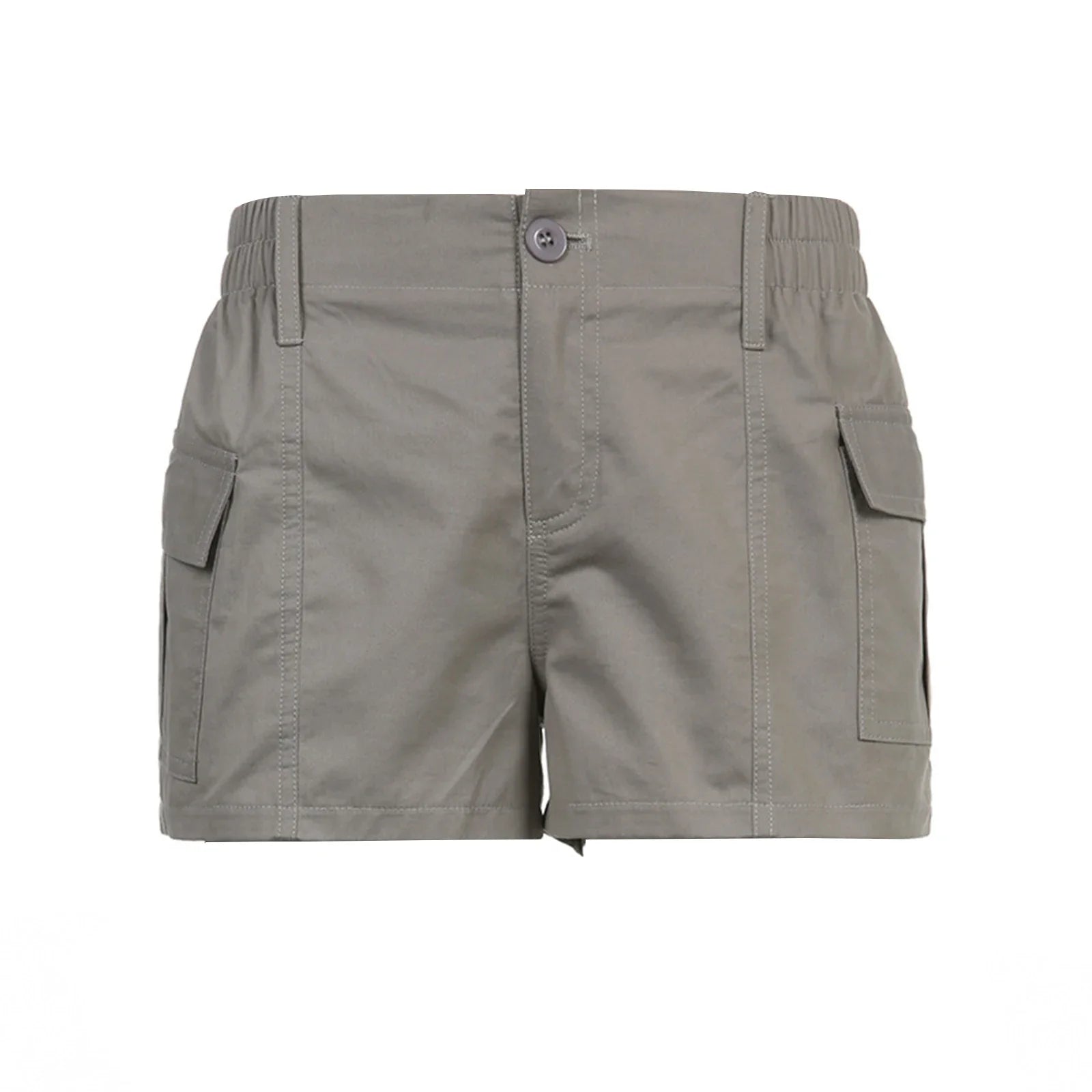 Y2K Cargo Shorts for Women Fashion Vintage Solid Color Low Rise Denim Short Summer Casual Sexy Jeans Short Pants with Packets