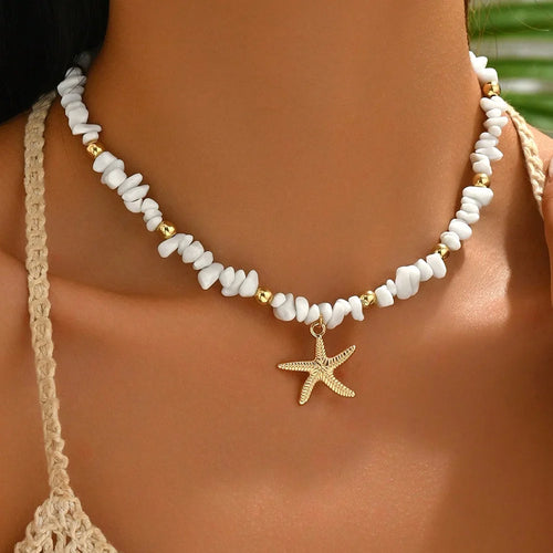 Fashionable Natural Seashell Beaded Necklace Shell Pendant Ocean Inspired Jewelry Choker Suitable for Women Holiday Party Daily