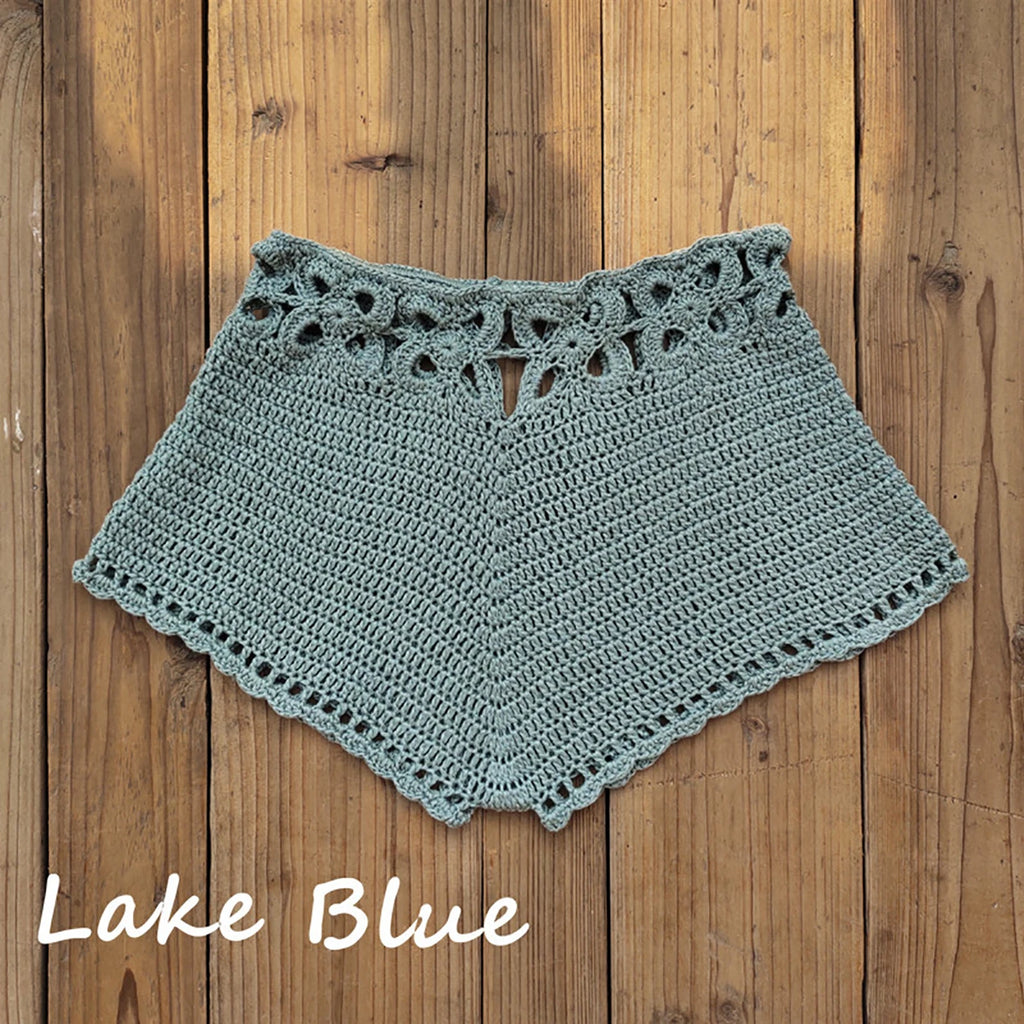 Summer Women'S Crochet Cutout Swim Shorts Bathing Suit Bottoms Beach Style Drawstring Beach Board Shorts Swim Trunks