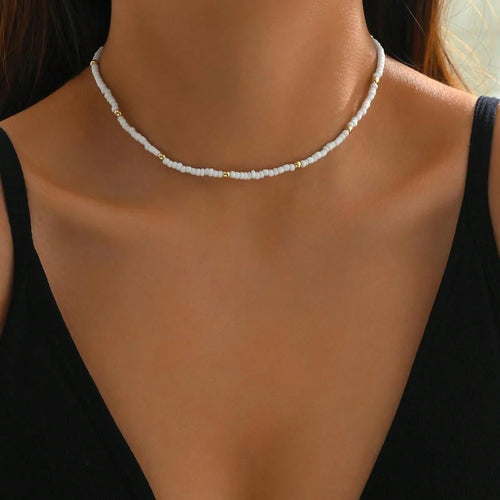 Fashionable Natural Seashell Beaded Necklace Shell Pendant Ocean Inspired Jewelry Choker Suitable for Women Holiday Party Daily
