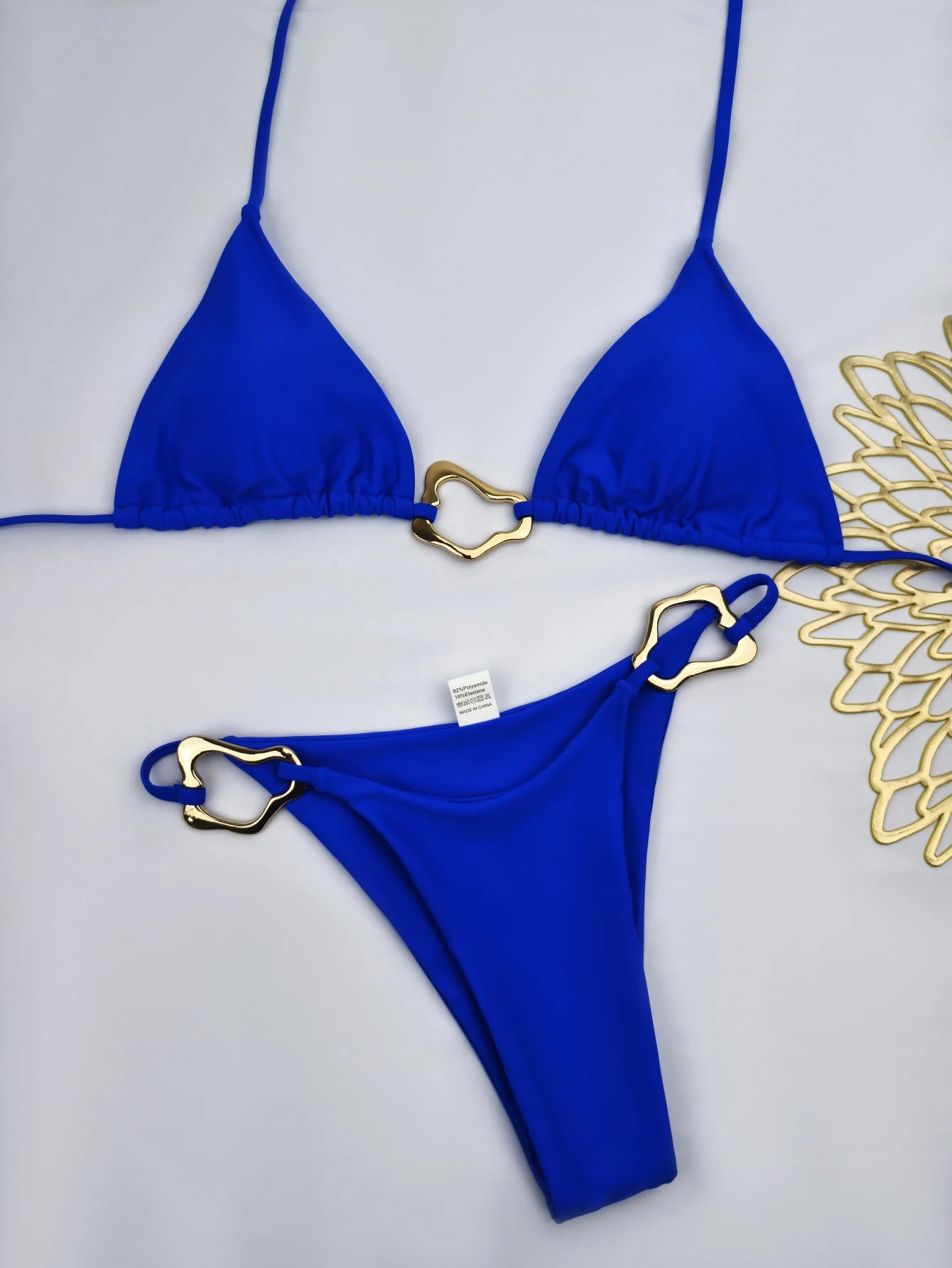 New Sexy Bikini Solid Color Lace-Up Split Two-Piece Swimsuit for Women