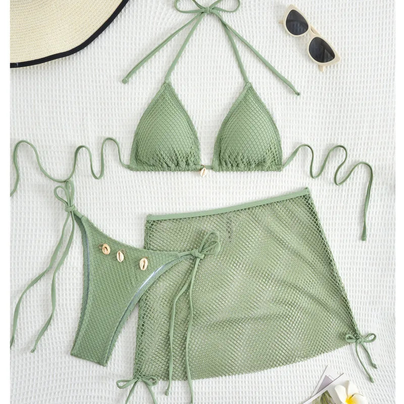 New Sexy Bikinis Female Swimsuits Women Three-Piece Swimwear Beach Swimming Wear Bathing Suits Brazilian Bikini Set Pool Bather