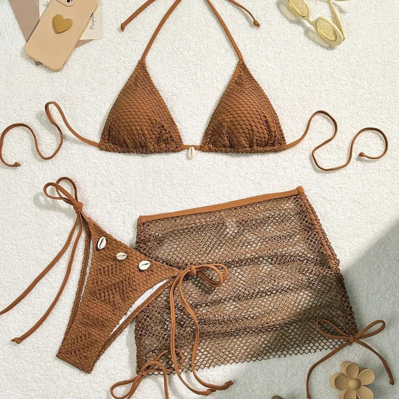 New Sexy Bikinis Female Swimsuits Women Three-Piece Swimwear Beach Swimming Wear Bathing Suits Brazilian Bikini Set Pool Bather