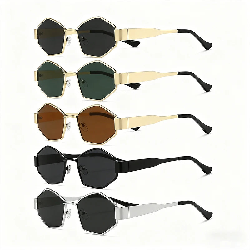 1/2/5Pieces/Set of Sunglasses Fashion Hexagon Sun Glasses Men Women Trendy Metal Accessory Eyewear Outdoor Cycling Eyeglasses