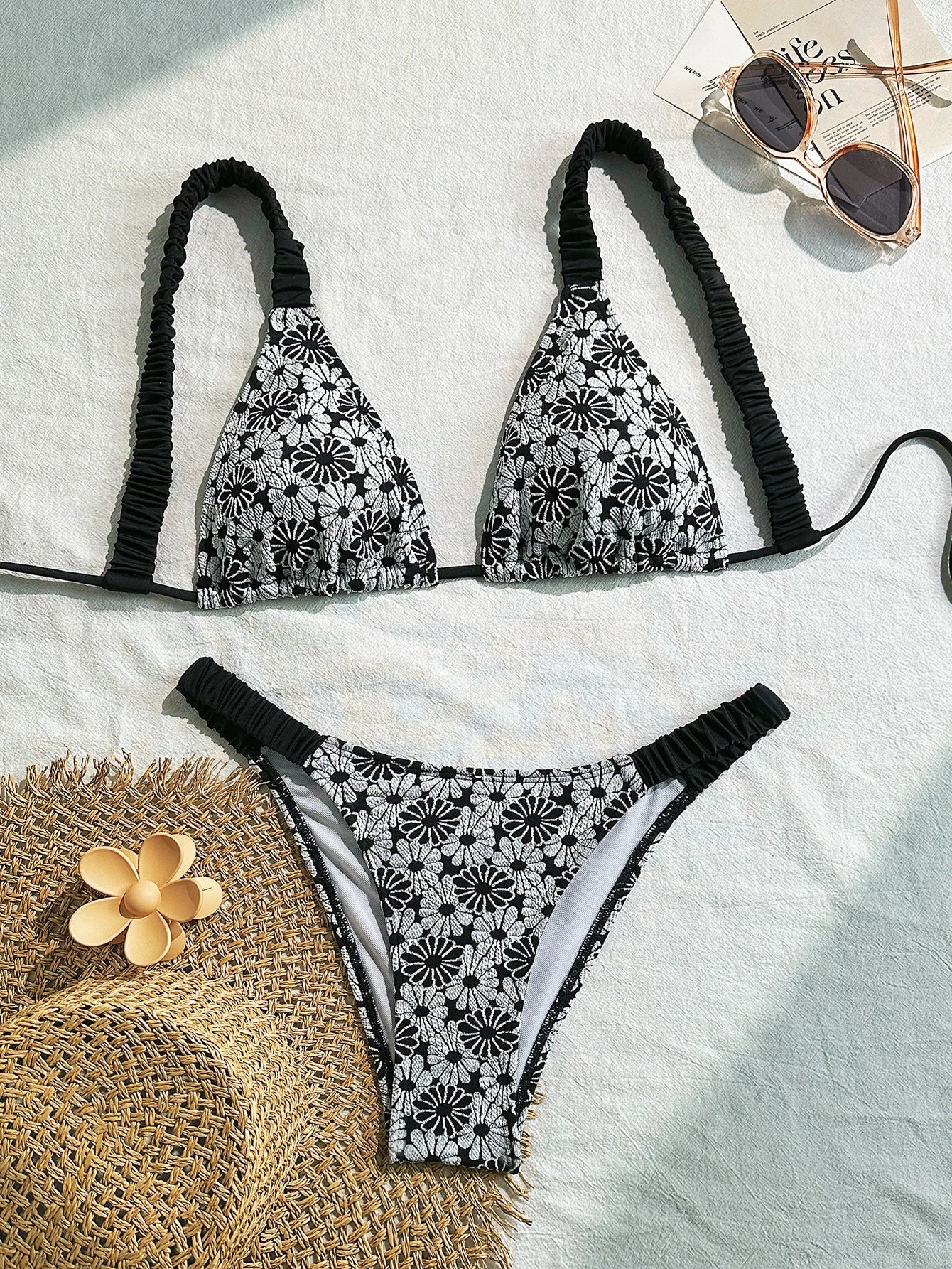 Sexy Striped Bikini Set Women Halter Pleate Push up Swimsuit Two-Pieces Brazilian Beach Bathing Suit Holiday Swimwear Women