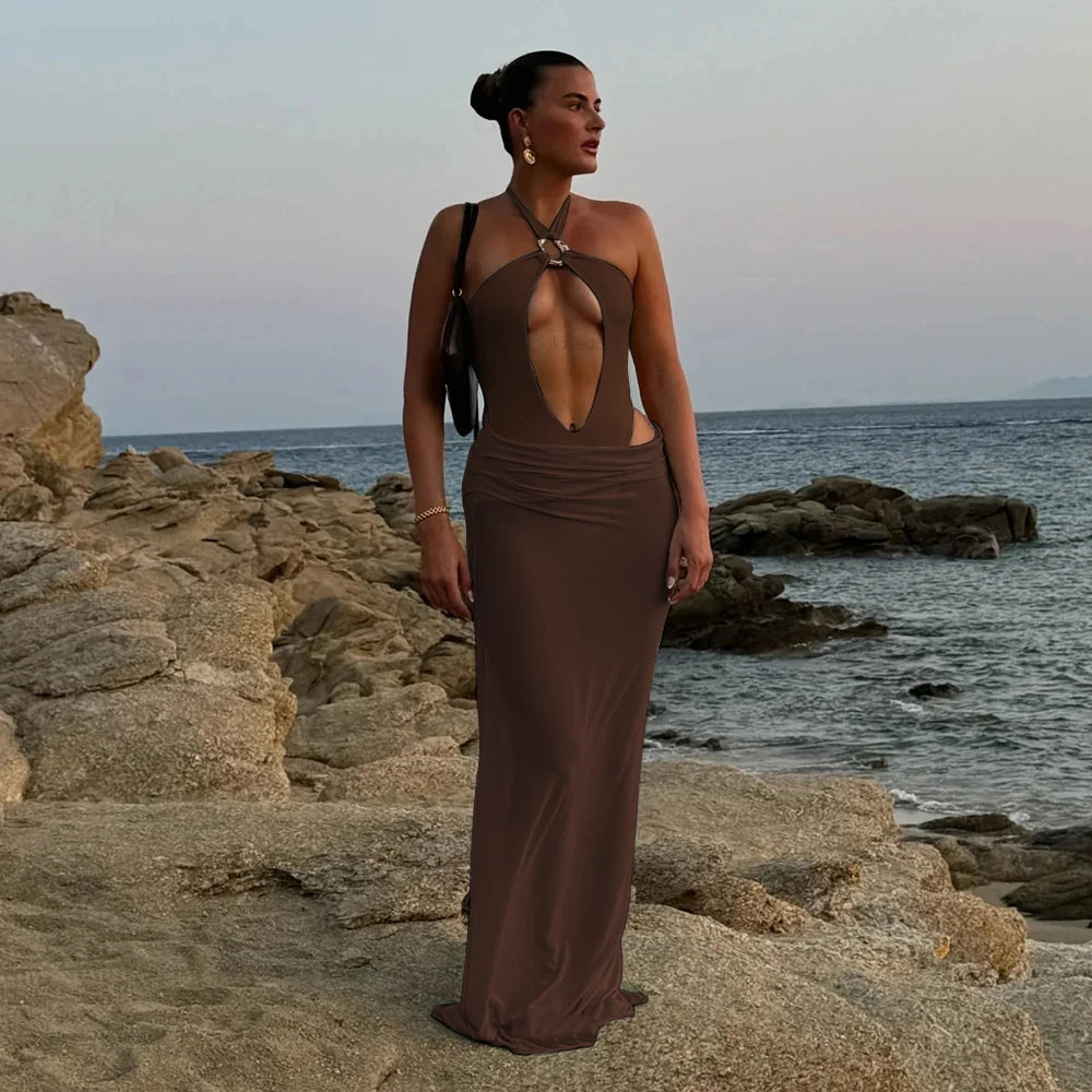 Two Pieces Hollow Out Swimsuit with Cover up Sexy Swimwear Women Bikini Female Swimming Suit Long Skirt Bodysuit Beachwear